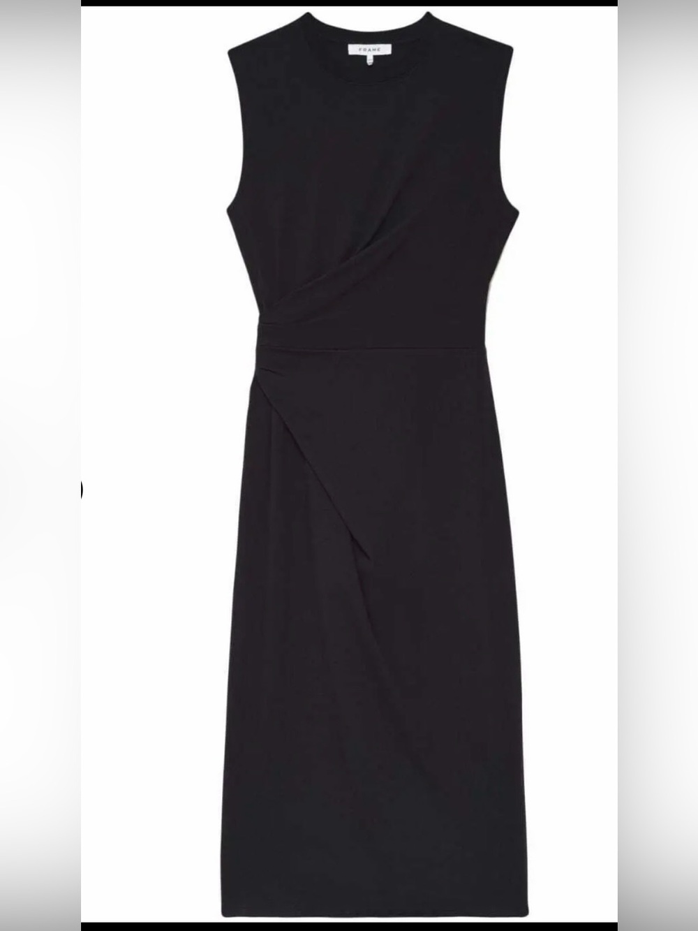 Frame Black Sleeveless Midi Twist-Detail Dress Sz M